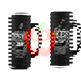 Red Bell Pepper Smiling Comic Style Coffee Mug | Mazezy