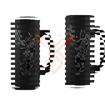 Red And Green Buffalo Plaid Deer Reindeer Head Christmas Coffee Mug - Monsterry