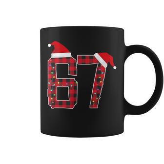 Red Plaid Six Seven Christmas Pajama 67 Meme Xmas Lights Boy Coffee Mug - Thegiftio UK