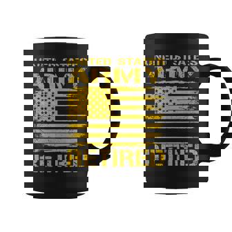 Retired Army Distressed American Flag Coffee Mug - Monsterry
