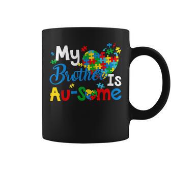 Retro My Brother Is Awesome Autism Awareness Brother Sister Coffee Mug - Thegiftio UK