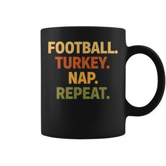 Retro Football Turkey Nap Repeat Fall Feast Vibes Coffee Mug | Mazezy