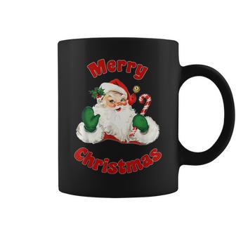 Retro Merry Christmas Vintage Rosy Cheek Santa Traditional Coffee Mug - Thegiftio UK