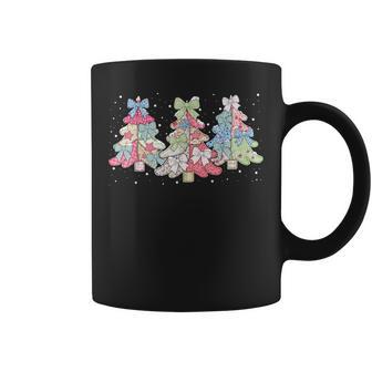 Retro Patchwork Print Christmas Trees Vintage Xmas Preppy PJ Coffee Mug | Mazezy