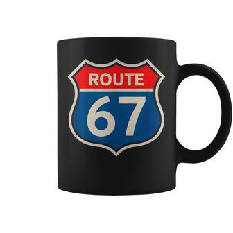 Retro Route 67 Meme Six Seven Aura Energy Number 67 Humor Coffee Mug - Thegiftio UK