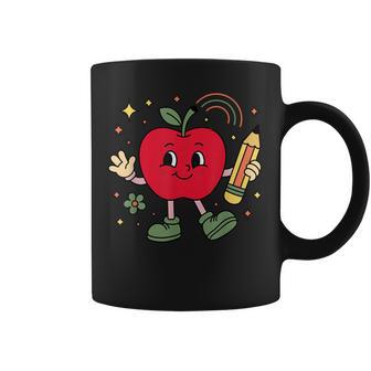 Retro School Apple With Face And Teacher’S Pencil Coffee Mug - Thegiftio UK