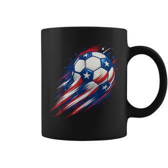 Retro Soccer 4Th Of July Patriotic Red White Blue Boys Coffee Mug - Thegiftio UK