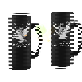 We Ride At Dawn Frog Riding Goose Chaotic Animal Coffee Mug | Mazezy