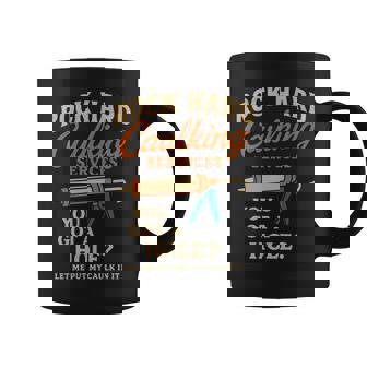 Rock Hard Caulking Services Handyman Adult Humor Coffee Mug | Mazezy