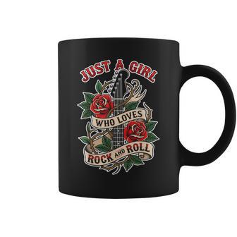 Rock N Roll Just A Girl Who Loves Rock And Roll Music Fan Coffee Mug - Thegiftio UK