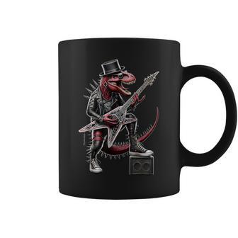 Rock And Roll Dinosaur Goth Dino Punk Rock Guitar Music Coffee Mug - Thegiftio