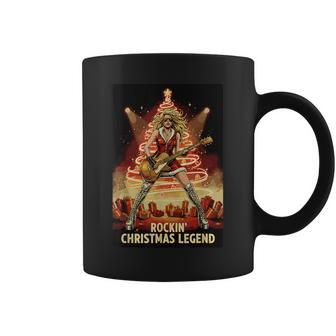 Rockin’ Christmas X-Mas Legend Female Guitarist Apparel Coffee Mug - Monsterry