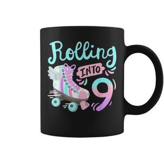 Rolling Into 9 Roller Skates Skater Girl 9Th Birthday Party Coffee Mug - Thegiftio UK
