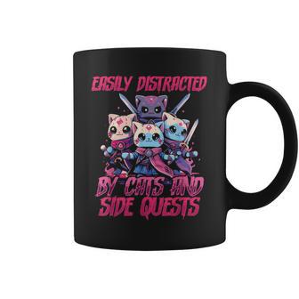 Rpg Gamer Cats Side Quest Distracted Nerdy Tabletop Fun Men Coffee Mug - Monsterry