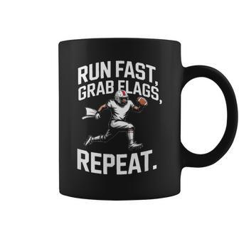 Run Fast Grab Flags Repeat Football Coffee Mug | Mazezy