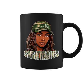 Sagittarius Queen Camo Hat Locs Birthday Black Woman Coffee Mug | Mazezy