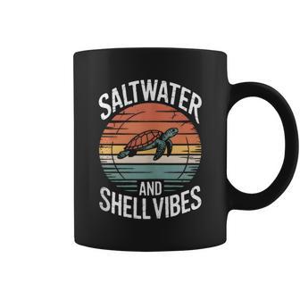 Saltwater And Shell Vibes Sea Retro Surf Ocean Wave Turtle Tank Top Coffee Mug | Mazezy