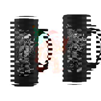 Santa Bigfoot Sasquatch Rock Hand Christmas Tree Xmas Lights Coffee Mug | Seseable CA