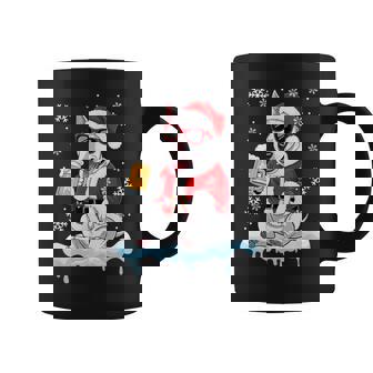 Santa Bull Terrier Sunglasses Drinking Beer Christmas Owner Coffee Mug - Seseable