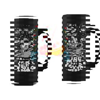 Santa Claus Fishing Merry Fishmas Holiday Fisherman Bass Coffee Mug - Monsterry