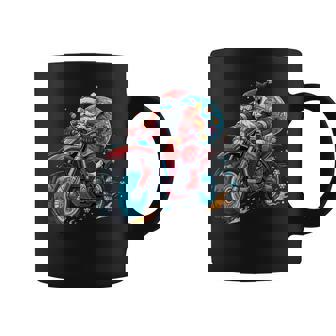 Santa Claus Riding Dirt Bike In a Fun Festive Holiday Ride Coffee Mug | Mazezy