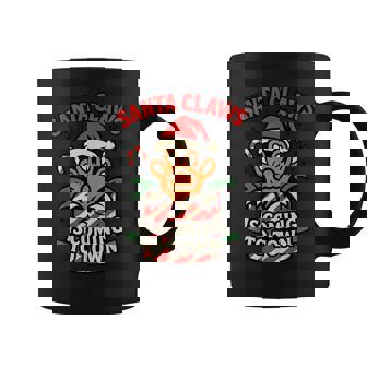 Santa Claws Is Coming To Town Cat Christmas Pun Coffee Mug | Seseable CA