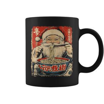 Santa Eating Ramen Noodles Ukiyo-E Inspired Christmas Pajama Coffee Mug - Seseable