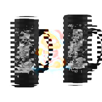 Santa Pomeranian Sunglasses Drinking Beer Christmas Owner Coffee Mug - Seseable