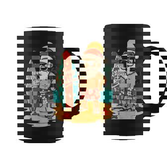 Santa Surfing Hawaiian Beach Christmas In July Tropical Xmas Coffee Mug | Mazezy