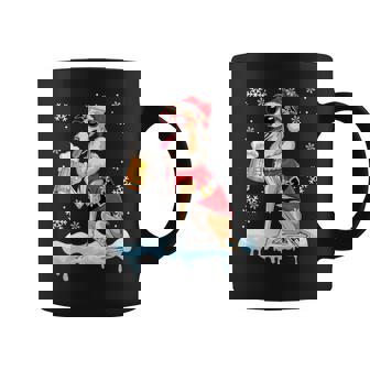 Santa Whippet Sunglasses Drinking Beer Christmas Owner Coffee Mug - Seseable