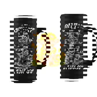 Scottish Highland Cow With Sunflowers Butterflies Western Coffee Mug - Monsterry