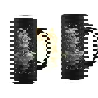 Serene Tabby Cat With Snow Snowy Forest Winter Aesthetic Coffee Mug | Mazezy