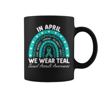 Sexual Assault Awareness Rainbow I Wear Teal Ribbon Support Coffee Mug - Thegiftio UK