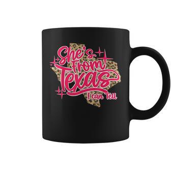She's From Texas I Can Tell Retro Leopard Texas Girl Coffee Mug - Thegiftio UK