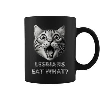 Shocked Cat Lesbians Eat What Lgbtq Gay Rude Coffee Mug - Thegiftio