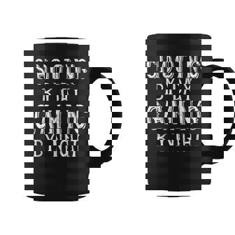 Shooting By Day Gaming By Night Competition Gun Marksman Tank Top Coffee Mug | Mazezy