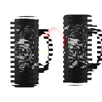 Skeleton Skull Santa Hat Graphic Horror Gothic Christmas Coffee Mug | Mazezy