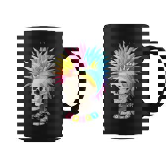 Skull Rainbow Mohawk Spike Hair Sweet Punk Hardcore Music Coffee Mug | Mazezy