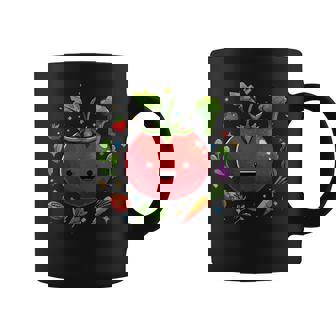 Smiling Tomato Surrounded By Veggies Happiness Coffee Mug | Mazezy