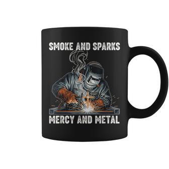 Smoke And Sparks Mercy And Metal Christian Welder Coffee Mug | Mazezy