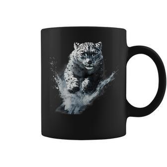Snow Leopard Lover White Leopard Animal Snow Leopard Face Coffee Mug | Seseable CA