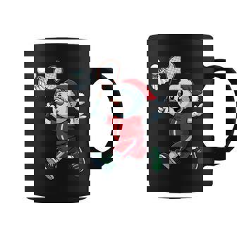 Snowman Badminton Player Santa Hat Christmas Pajama Kids Coffee Mug | Mazezy