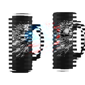 Soccer Ball 4th Of July Boys American Flag Patriotic Coffee Mug | Mazezy