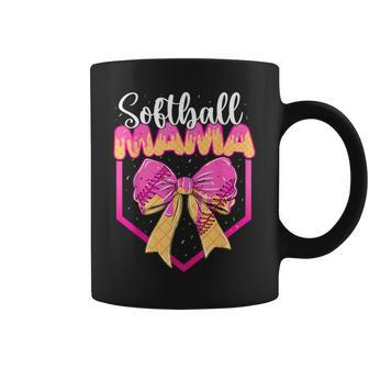 Softball Mom Drip Ice Cream Drip Sprinkle Mama Bow Coffee Mug - Thegiftio UK