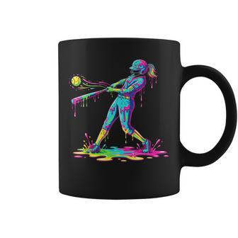 Softball Player Girl Ice Cream Softball Drip Coffee Mug - Thegiftio UK