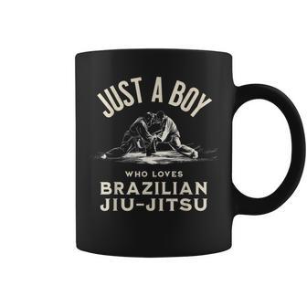 Solo Un Niño Que Ama El Jiu-Jitsu Brasileño Artes Marciales Taza de café - Regaloses