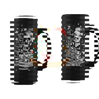 Sorta Merry Sorta Scary Retro Skeleton Hot Cocoa Christmas Coffee Mug - Monsterry