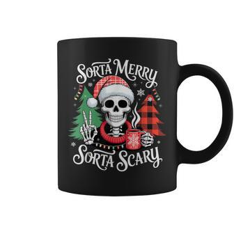 Sorta Merry Sorta Scary Retro Skeleton Hot Cocoa Christmas Coffee Mug - Thegiftio UK