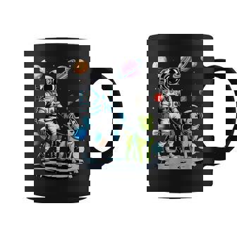 Space Astronaut Walking Alien Dog Planet Coffee Mug | Mazezy