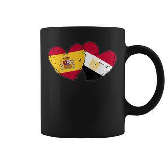 Spain Egypt Heart Flags Spanish Egyptian Love Pride Coffee Mug | Mazezy